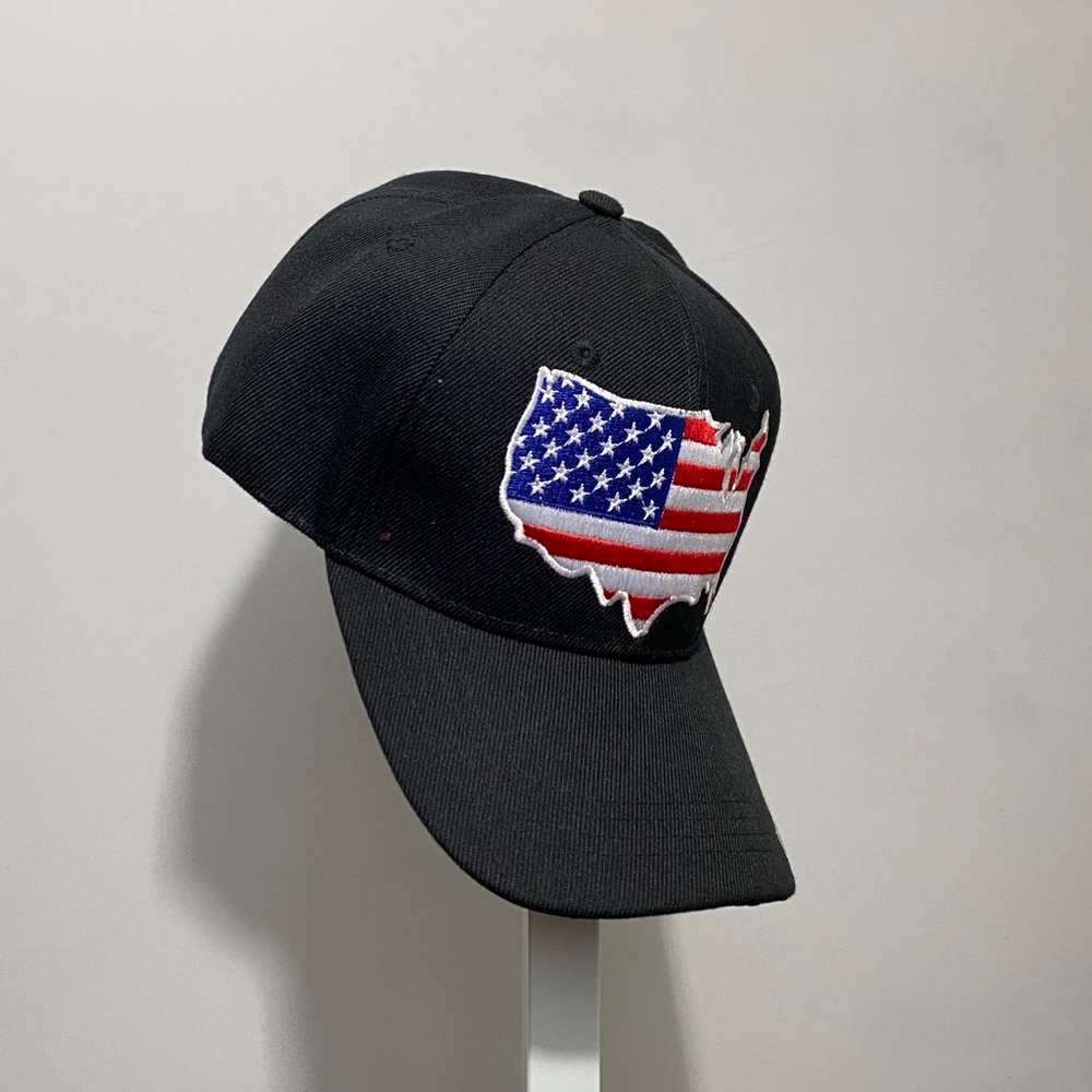 Patriotic Cap Hat USA America Adjustable Black